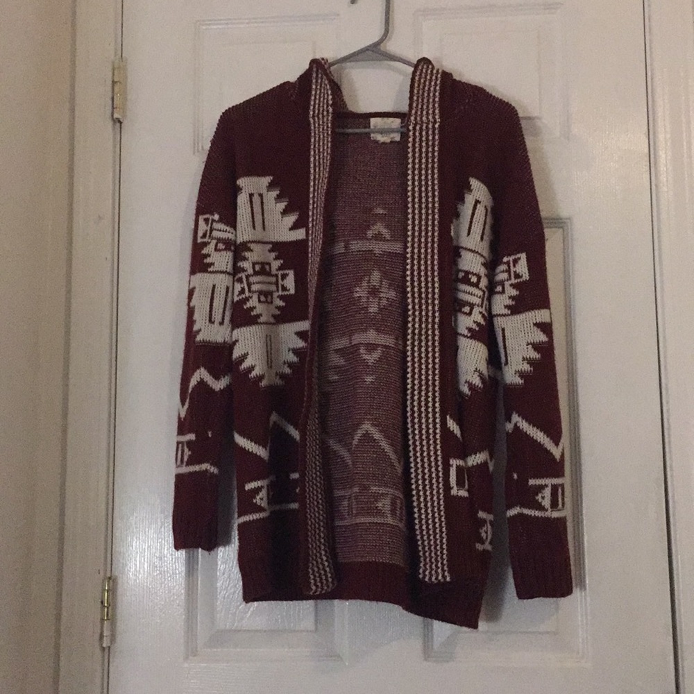 Red and white hoodie